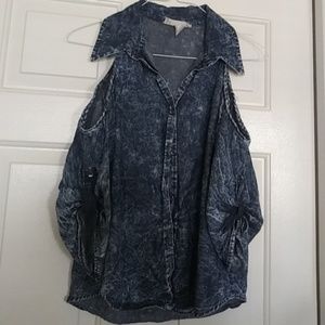 Cold shoulders Jean tops